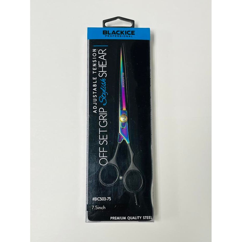Black Ice Adjustable Tension Off Set Grip Stylish Shear Premium Quality Steel Iridescent