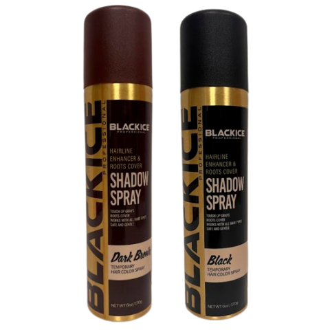 Black Ice Hairline Enhancer & Roots Cover Shadow Spray Black & Dark Brown 6oz