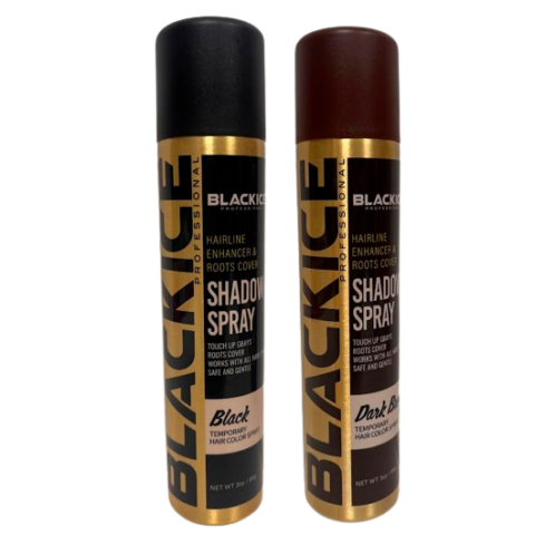 Black Ice Hairline Enhancer & Roots Cover Shadow Spray Black & Dark Brown 3oz
