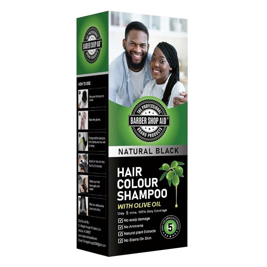 Barber Shop Aid Hair Color Shampoo Natural Black 6.7fl oz