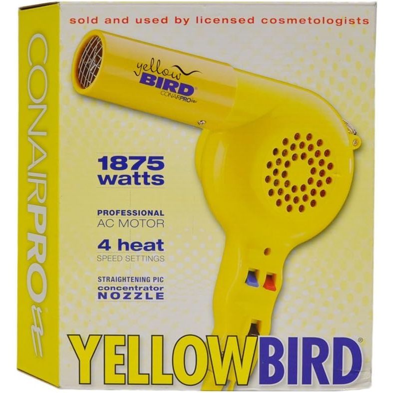 Conair Pro YB075W Yellow Bird Hair Dryer 2000W Corded Electric Portable