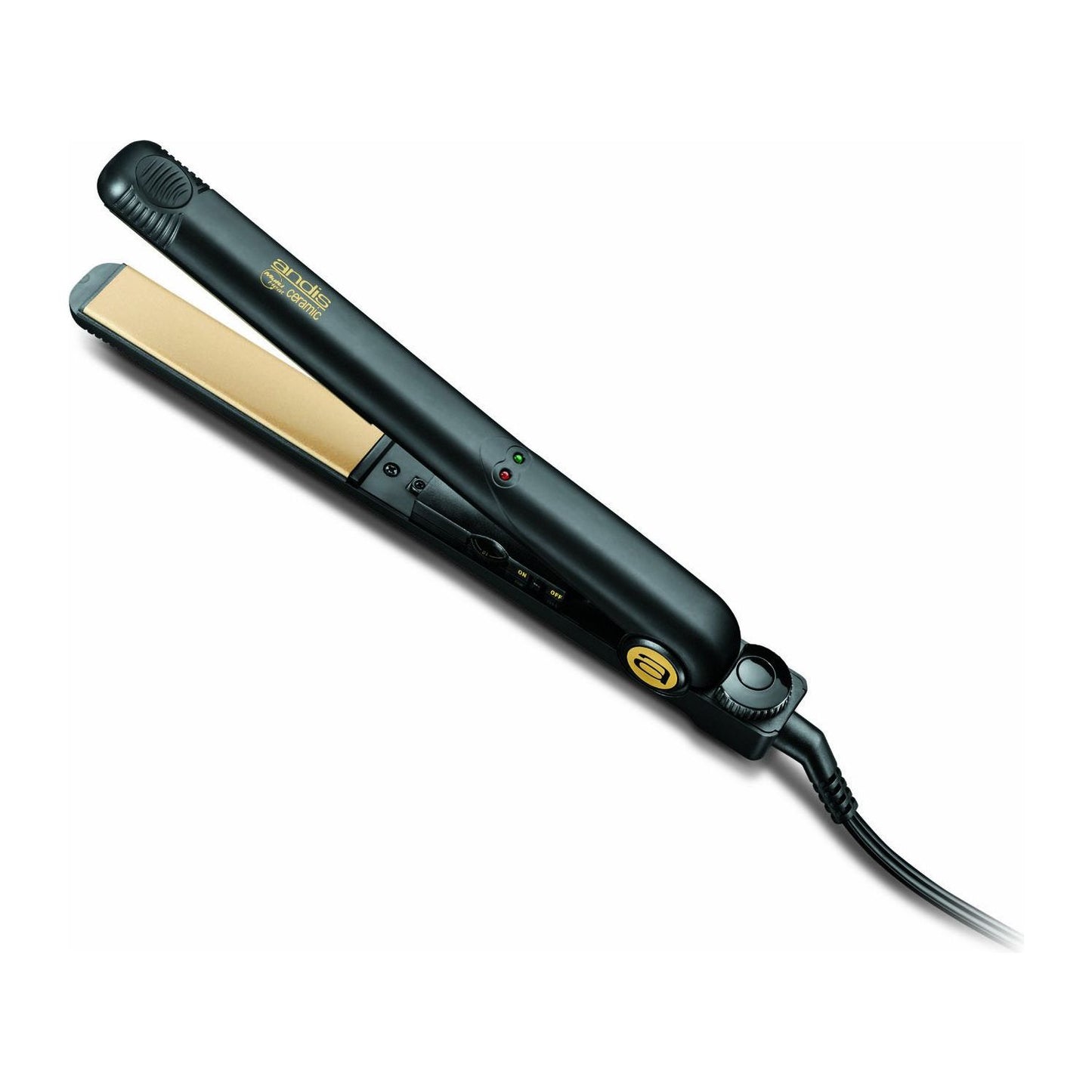 Andis 67095 Professional High Heat 1" Ceramic Tourmaline Ionic Flat Iron Frizz Free Black/Gold