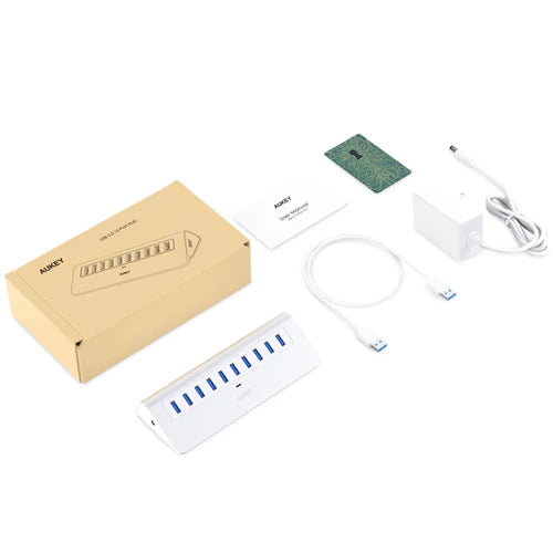 Aukey CB-H6 10-Port USB 3.0 Hub Aluminum Alloy w/ LED Indicator