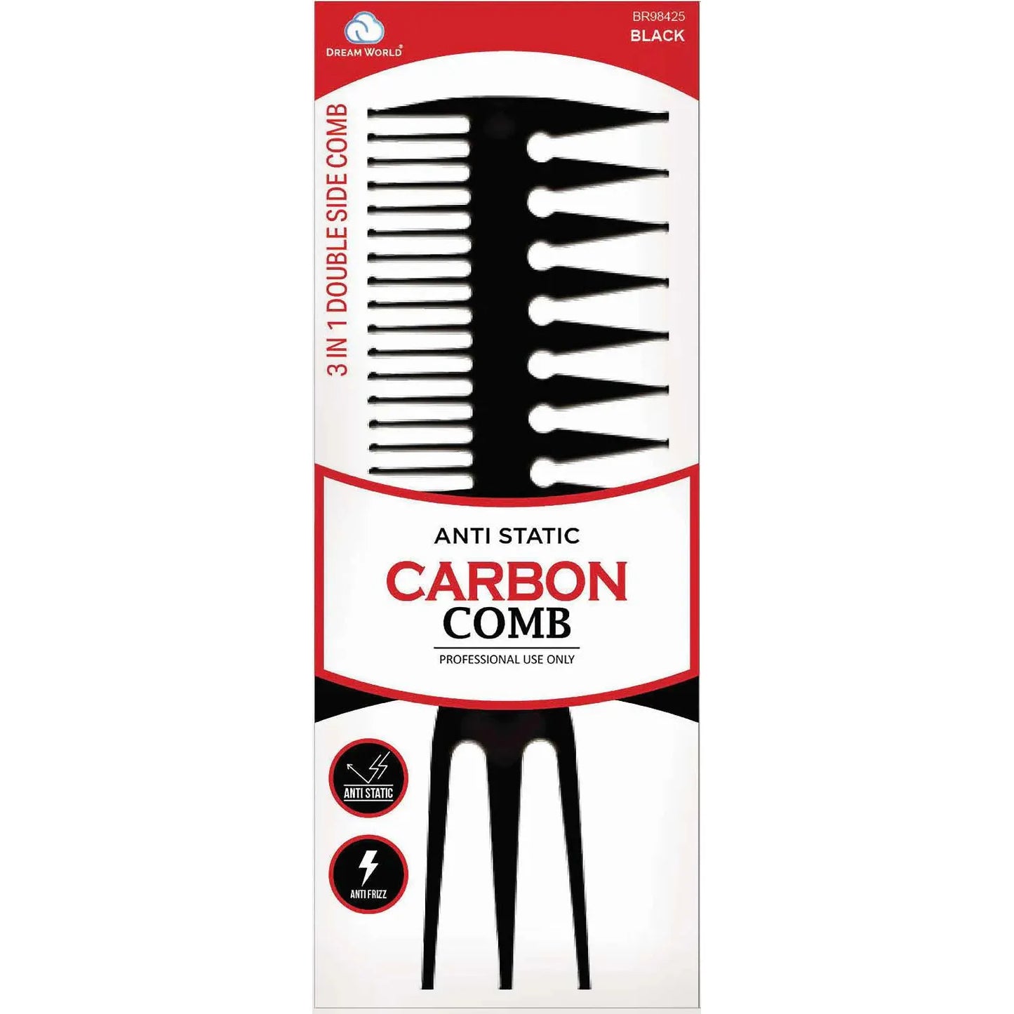 Dream World BR98425 Anti Static Carbon Comb Black