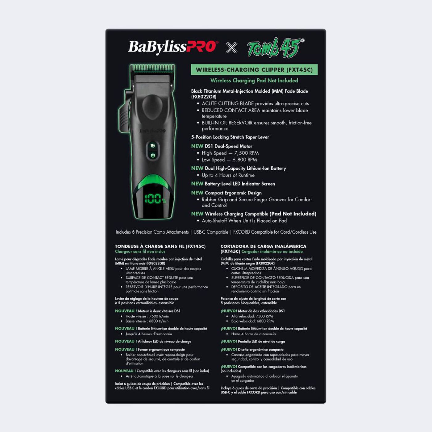 BaBylissPRO x Tomb45 FXT45C Wireless Charging Clipper