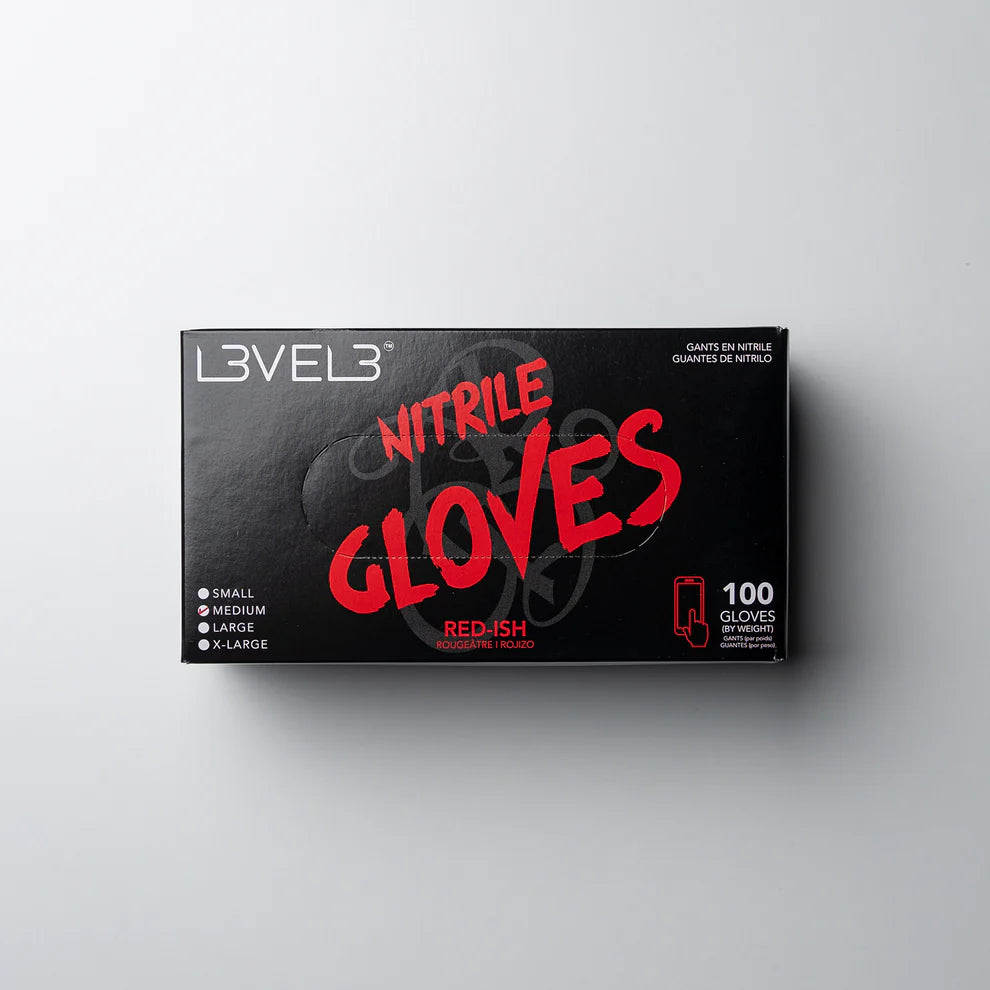 Level 3 Professional Nitrile Gloves Red-Ish Small, Medium, Large