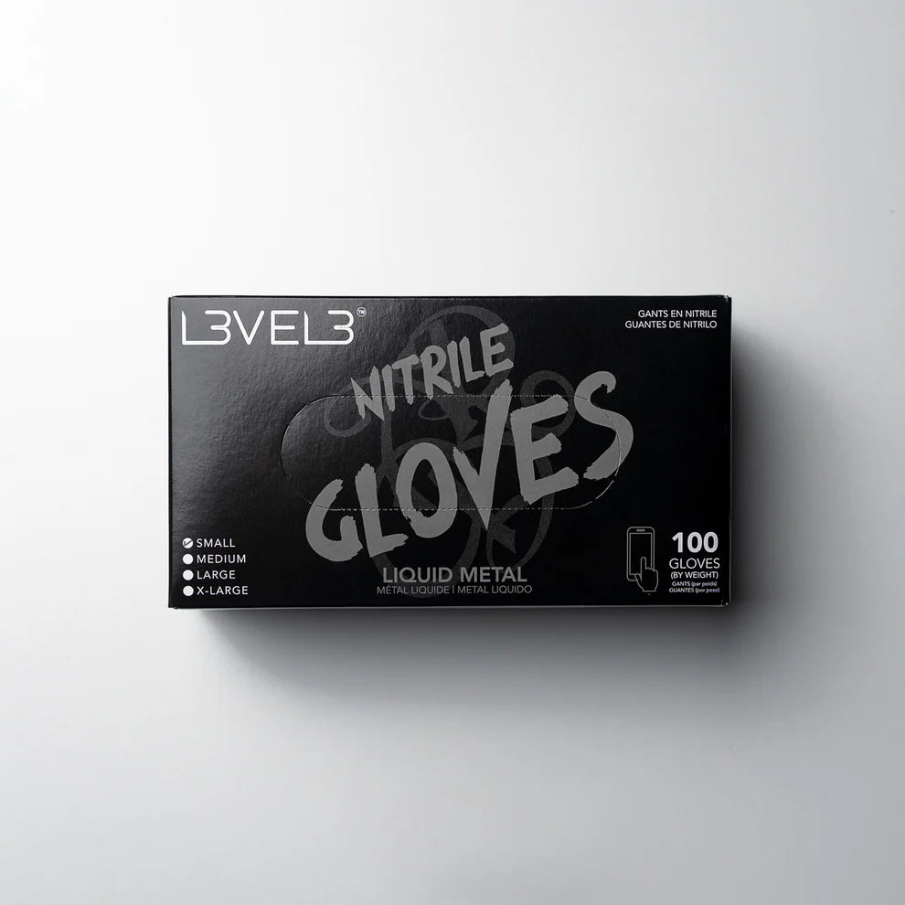 Level 3 Professional Nitrile Gloves Liquid Metal Small, Medium, Large