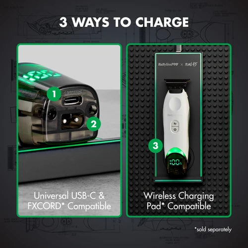BaBylissPRO x Tomb45 FXT45TTW Wireless Charging Trimmer - White