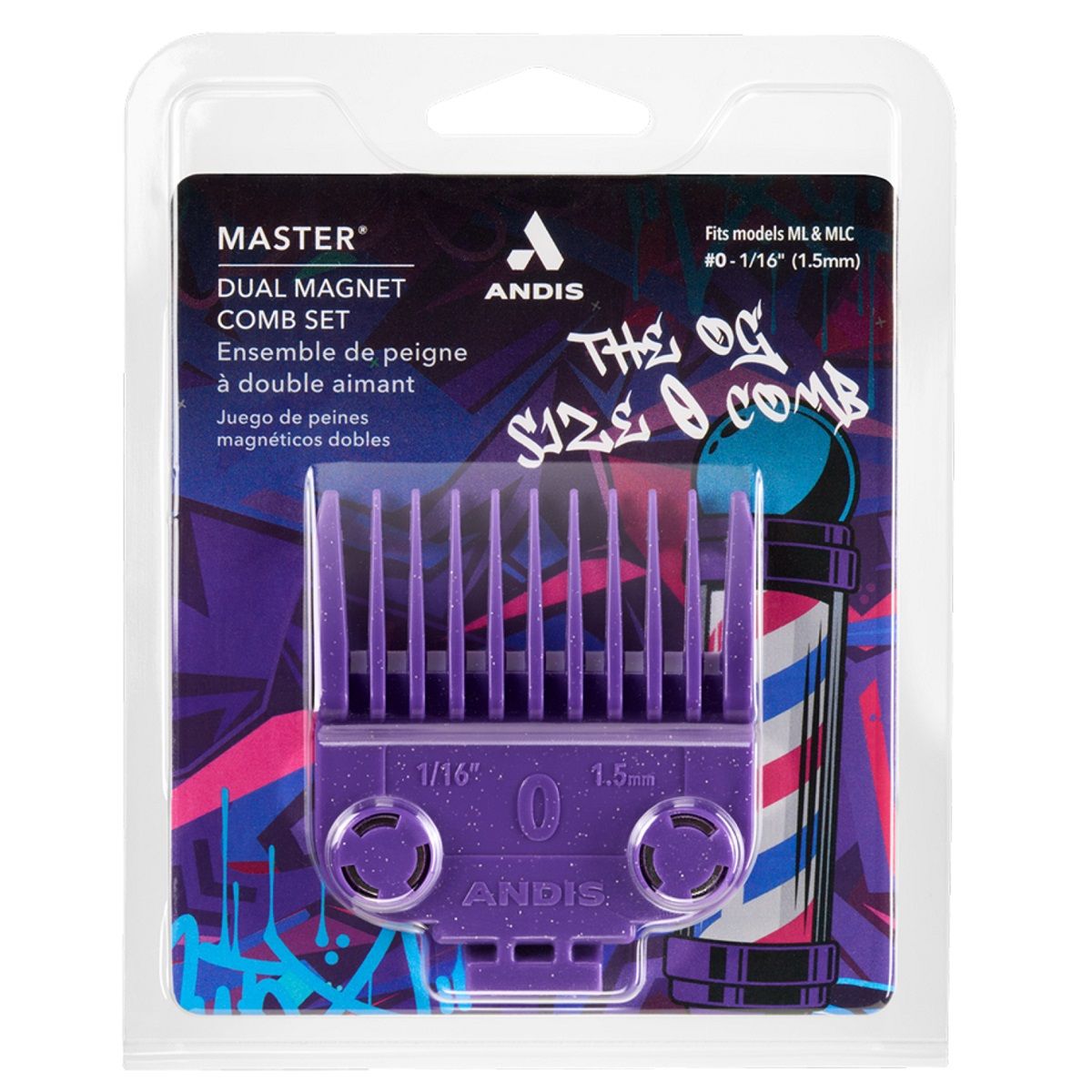 Andis #561385 Master Dual Magnet Comb Set Size #0 Comb Fits Model ML & MLC