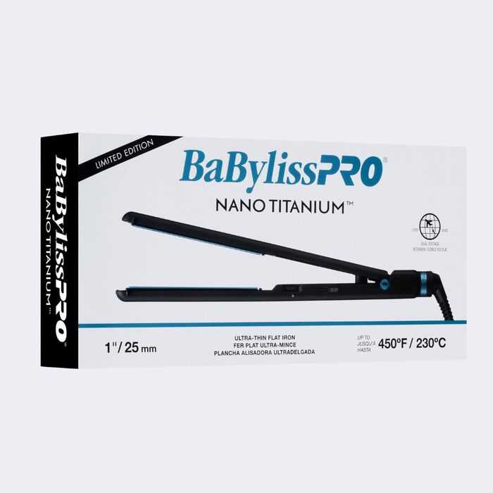 BaBylissPRO BNTMB4072TUC Nano Titanium 1"/25mm Ultra-Thin Flat Iron 450F