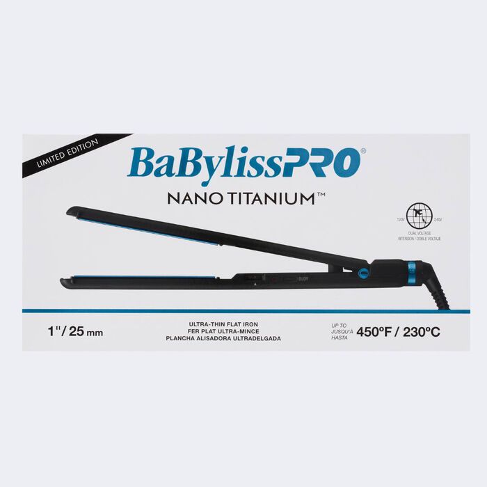 BaBylissPRO BNTMB4072TUC Nano Titanium 1"/25mm Ultra-Thin Flat Iron 450F