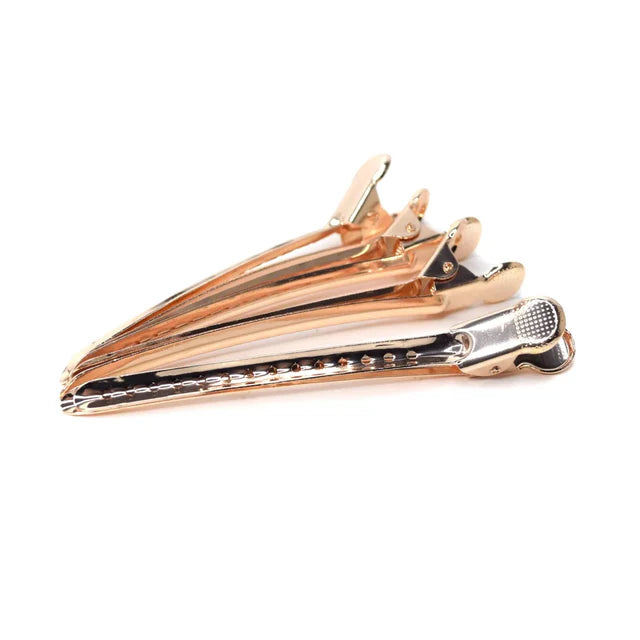 Black Ice Professional Stylish Duck Bill Hair Clips Durable 4CT Rose Gold