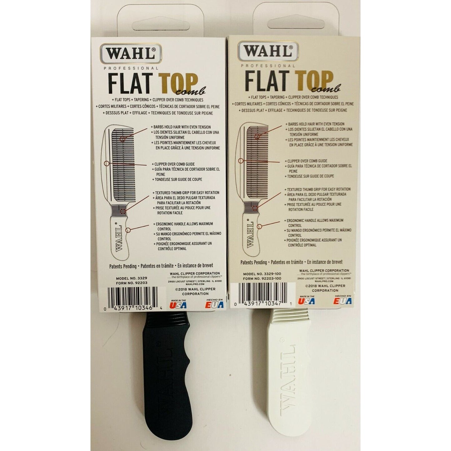 Wahl Professional Flat Top Comb Black #3329 or White #3329-100