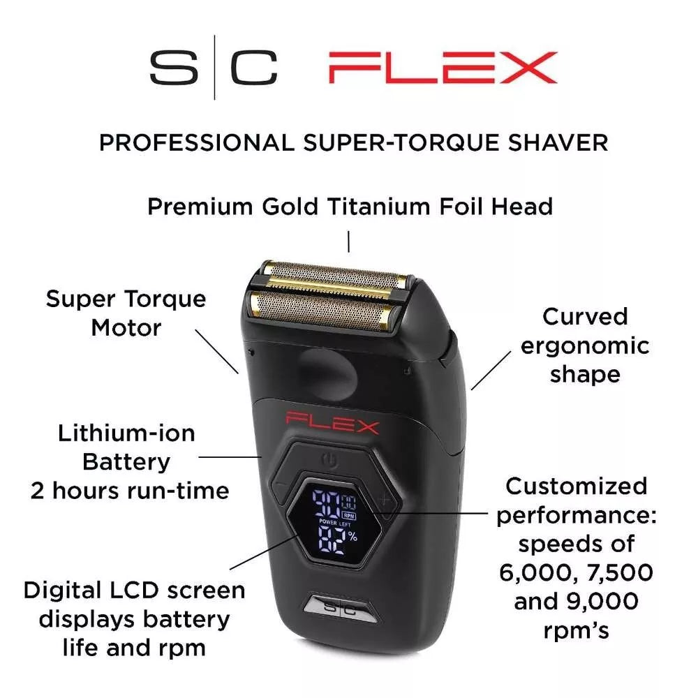 StyleCraft SC806B Flex Professional Super-Torque Shaver w Digital LCD Display