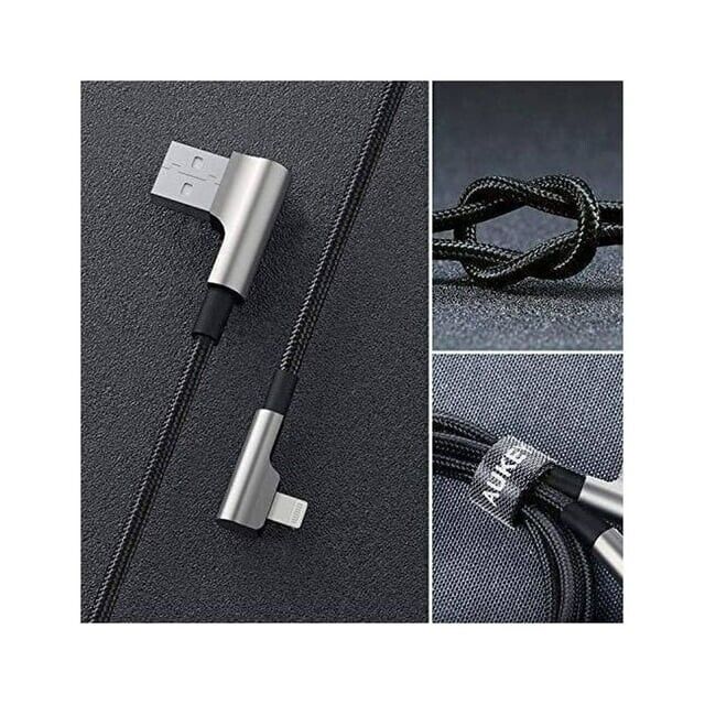 Aukey CB-AL01 USB To Data Cable 2M*2 Black & Red Braided Cable 2 Pack