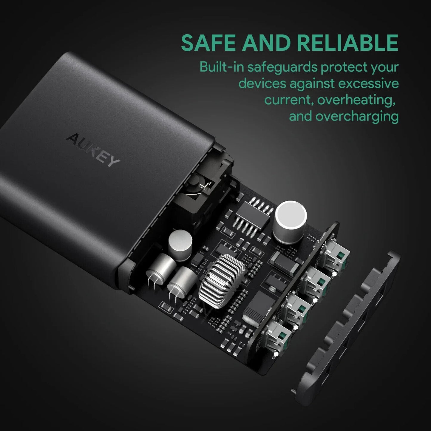 Aukey PA-U48 Amp 4-Port USB Wall Charger With Foldable Plug