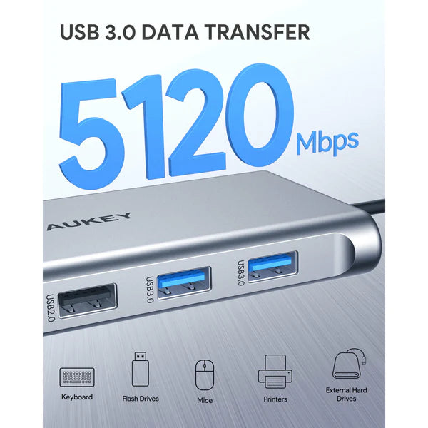 Aukey CB-C89 10in1 USB-C Hub with 4K HDMI & VGA Silver USB-C Hub Silver