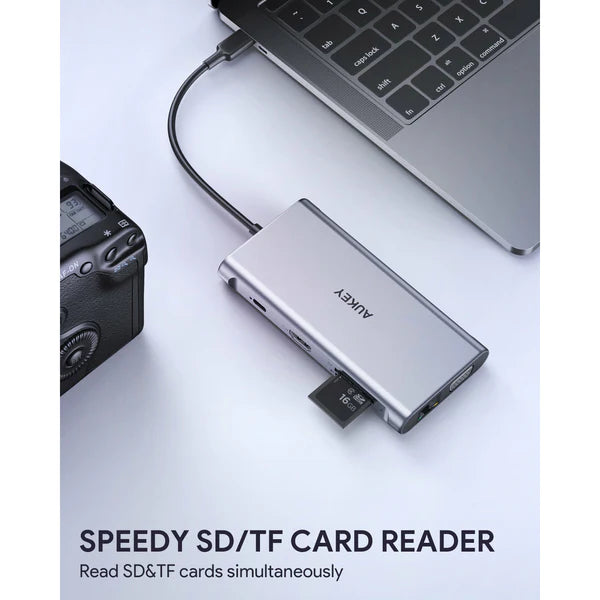Aukey CB-C89 10in1 USB-C Hub with 4K HDMI & VGA Silver USB-C Hub Silver