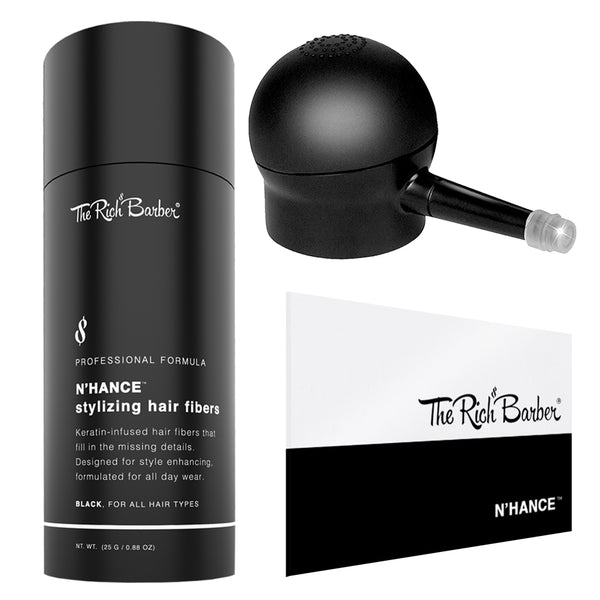 The Rich Barber N'hance™ Pro Barber Kit I - 3-in-1 Hair Building Fibers & Application Set Variation