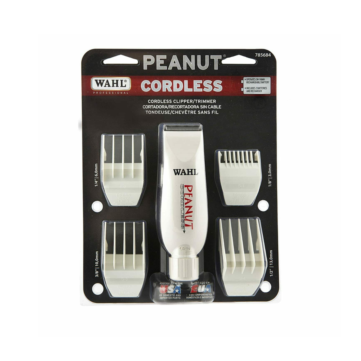 Wahl 8663 Peanut Cordless Clipper Trimmer White With 4 Cutting Guides