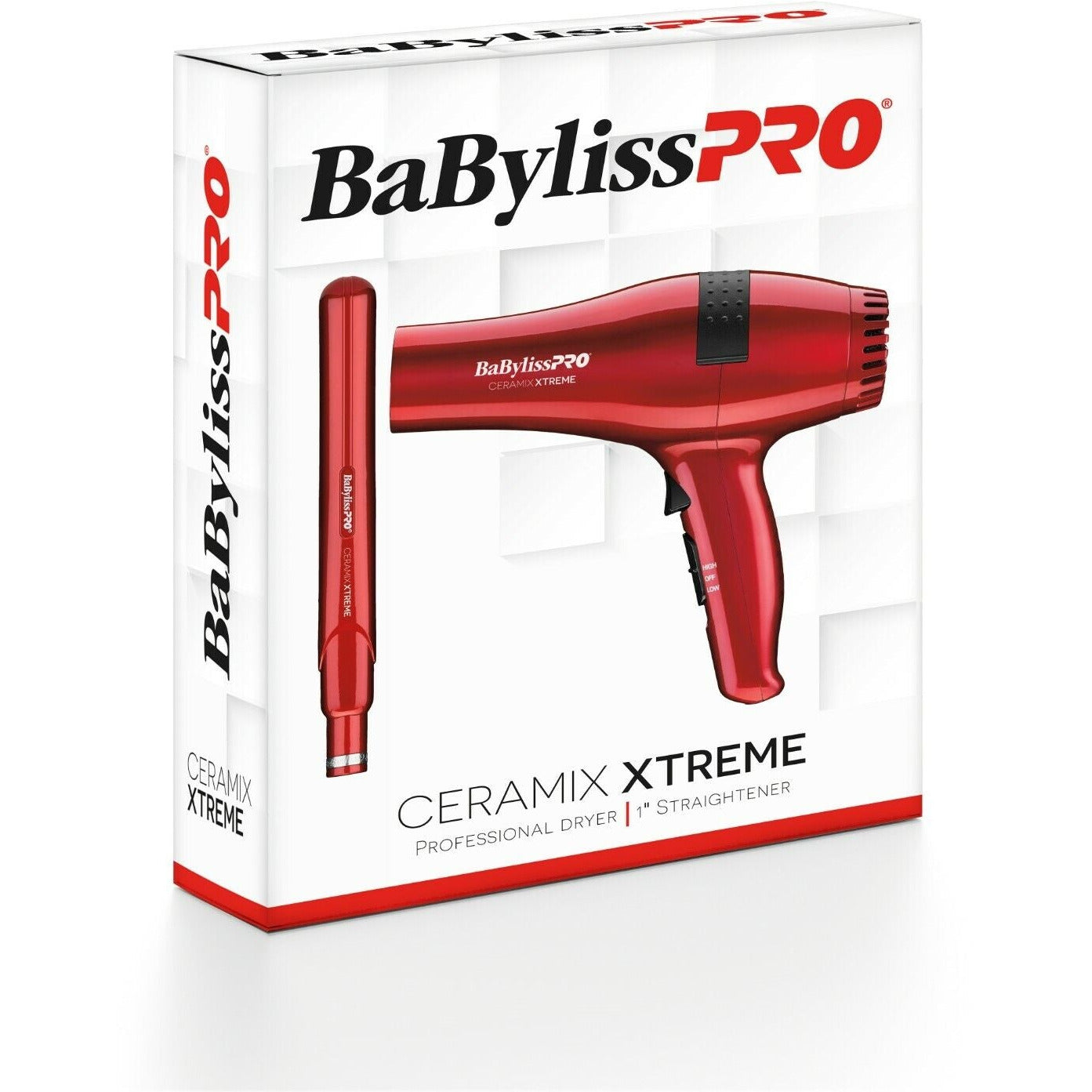 BaByliss PRO Ceramix Xtreme Hair Blow Dryer & Flat Iron Straightener 1" Set