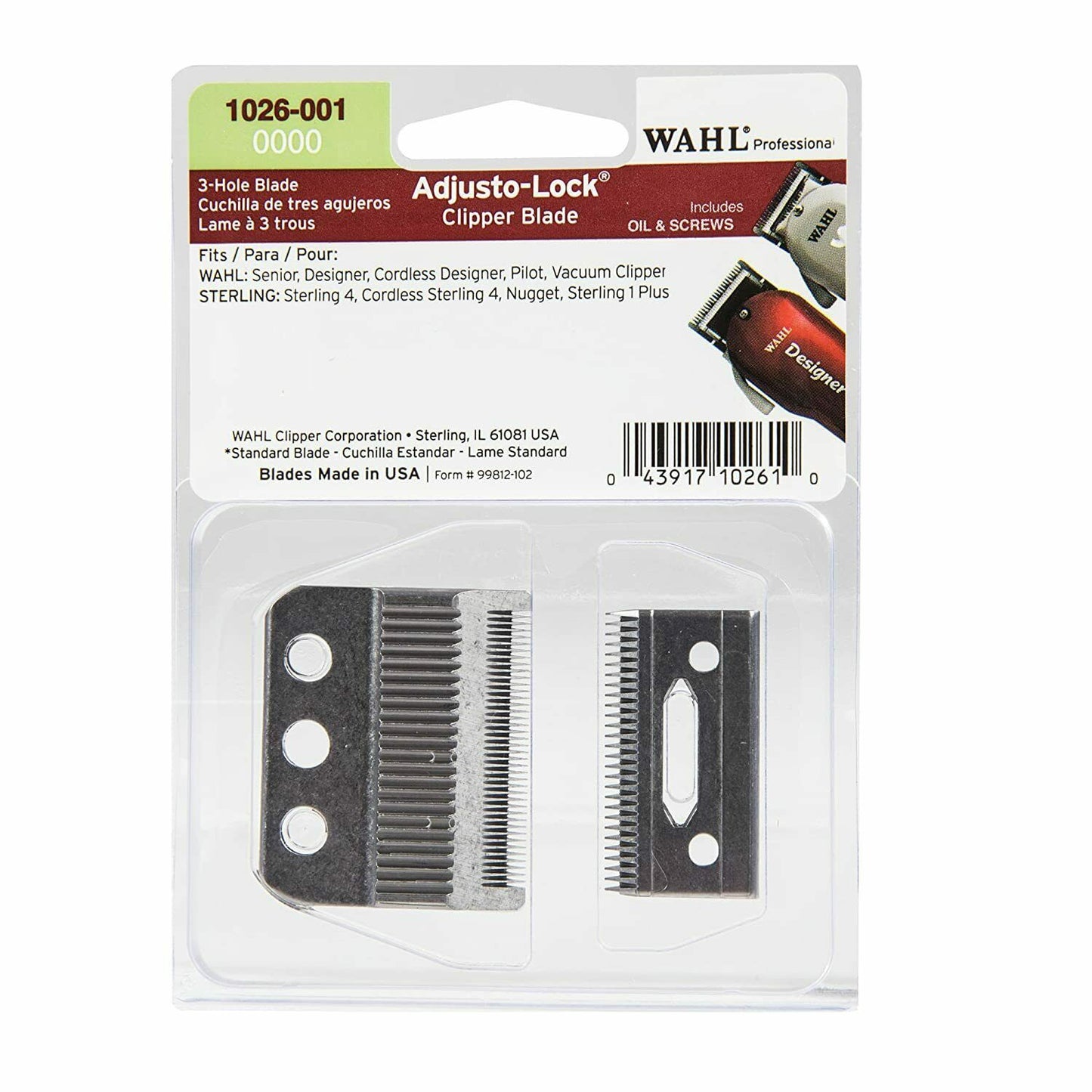 Wahl Adjusto-Lock Clipper Blade 3-Hole Replacement Blade #1026-001