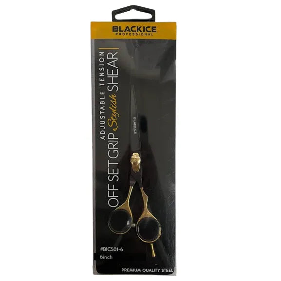 Black Ice Adjustable Tension Stainless steel OFF Set Grip Shears Gold/Black