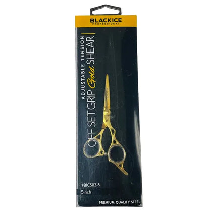 Black Ice Adjustable Tension Stainless Steel Off Set Grip Shears Gold/Sparkle
