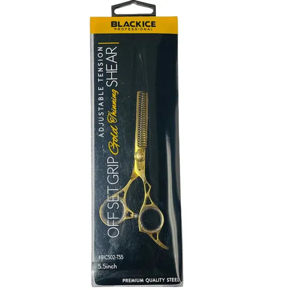 Black Ice Adjustable Tension Stainless Steel Off Set Grip Shears Gold/Sparkle
