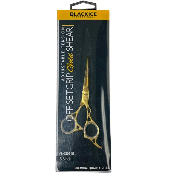 Black Ice Adjustable Tension Stainless Steel Off Set Grip Shears Gold/Sparkle