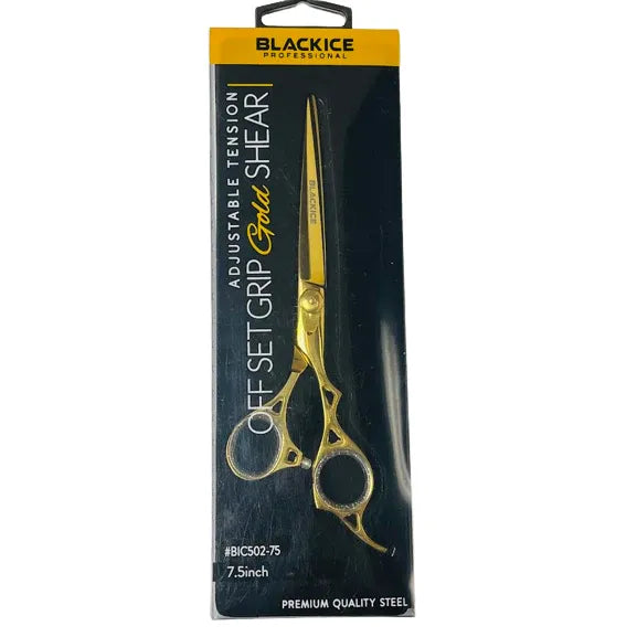Black Ice Adjustable Tension Stainless Steel Off Set Grip Shears Gold/Sparkle