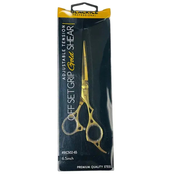 Black Ice Adjustable Tension Stainless Steel Off Set Grip Shears Gold/Sparkle