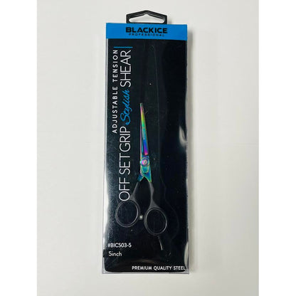 Black Ice Adjustable Tension Off Set Grip Stylish Shear Premium Quality Steel Iridescent