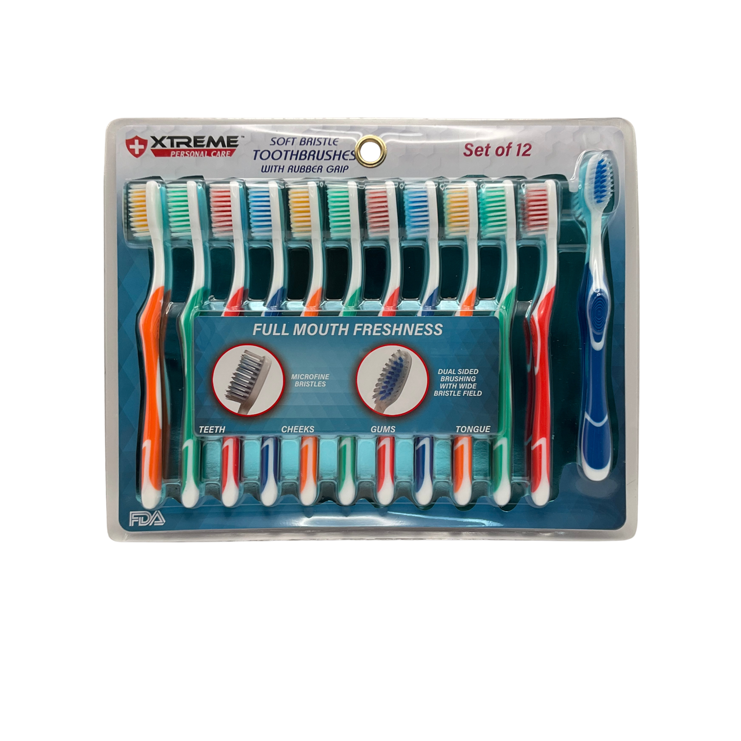 Xtreme XCC1-7028-BLU Soft Bristle Toothbrush 12-Pack