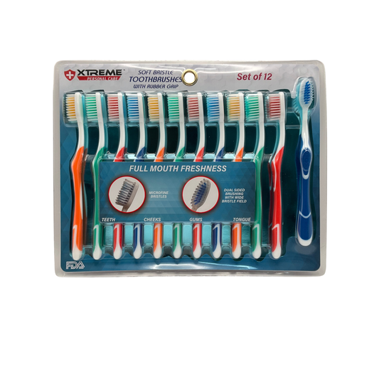 Xtreme XCC1-7028-BLU Soft Bristle Toothbrush 12-Pack