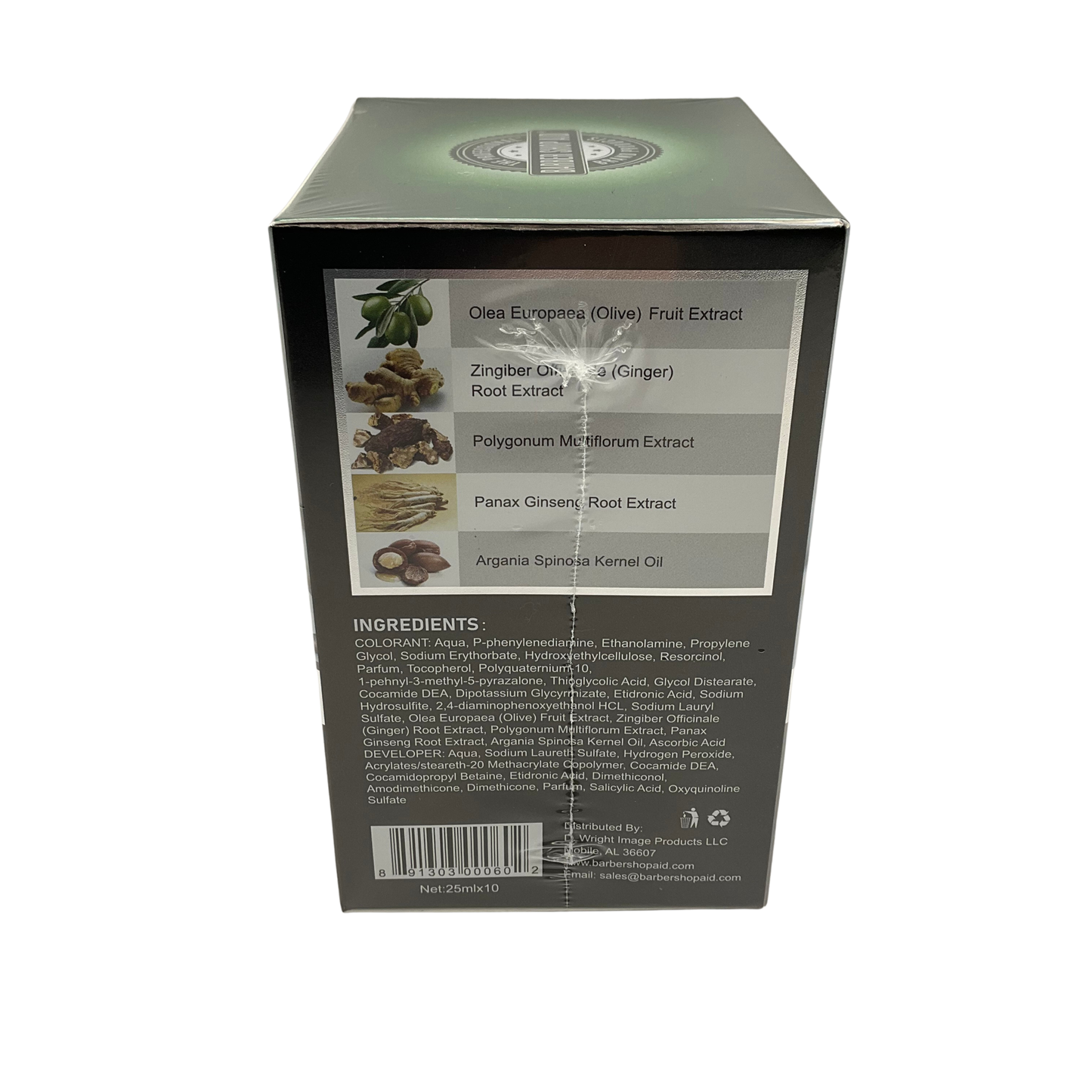 Barber Shop Aid Hair Color Shampoo Natural Black 100% Coverage 25mL x 10 Sachets
