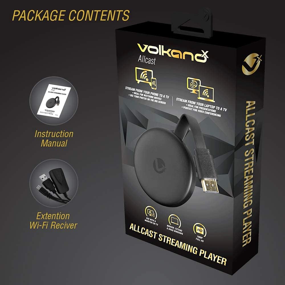 Volkano Allcast Streaming Player 1080P Full HD Stream from Phone to TV