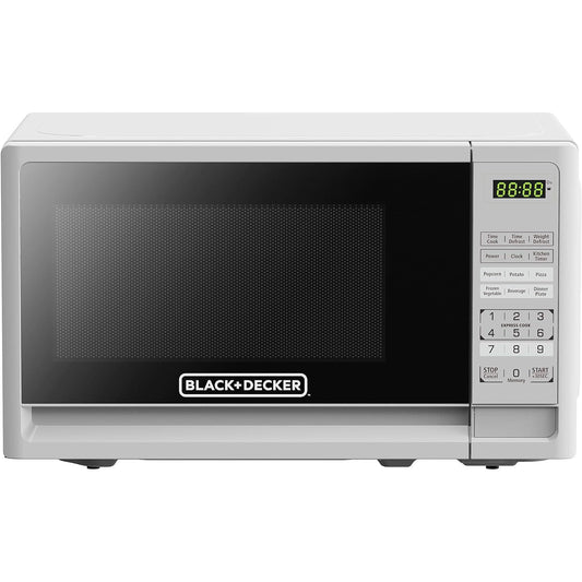 Black & Decker Compact Countertop Microwave Oven 0.7 Cu. Ft. 700W w/ LED Lighting Child Lock White