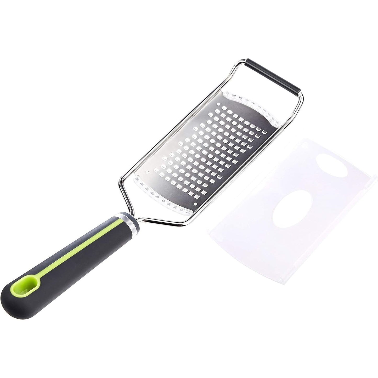 Amazon Basic Course Hand Grater Wide Stainless Steel Blade Soft Grip Grey & Gree