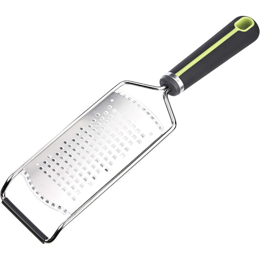 Amazon Basic Course Hand Grater Wide Stainless Steel Blade Soft Grip Grey & Gree