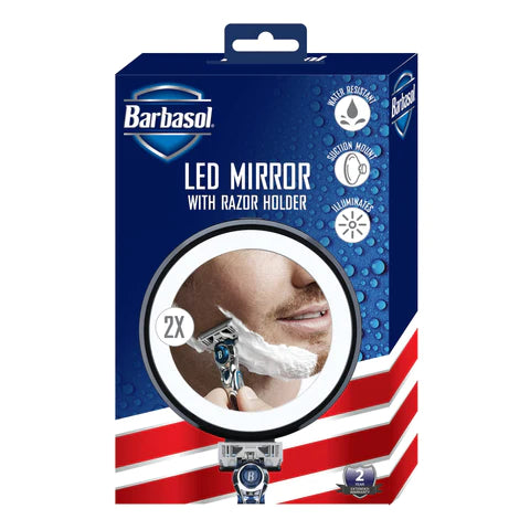 Barbasol Magnification LED Mirror Suction Cup w Hook Holder