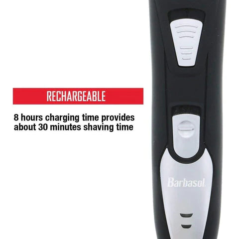 Barbasol Rechargeable Electric Beard Trimmer w Stainless Steel Blades and Adjustable Settings