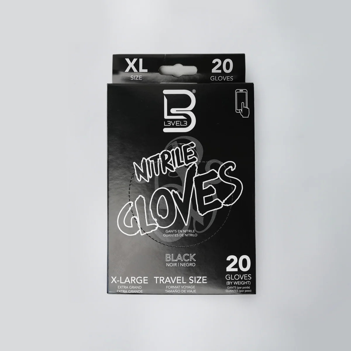 LEVEL 3 Nitrile Gloves Travel Size 20PCS - Black