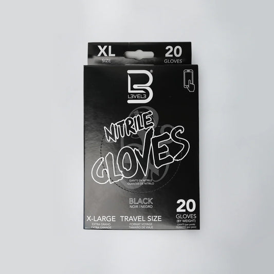 LEVEL 3 Nitrile Gloves Travel Size 20PCS - Black