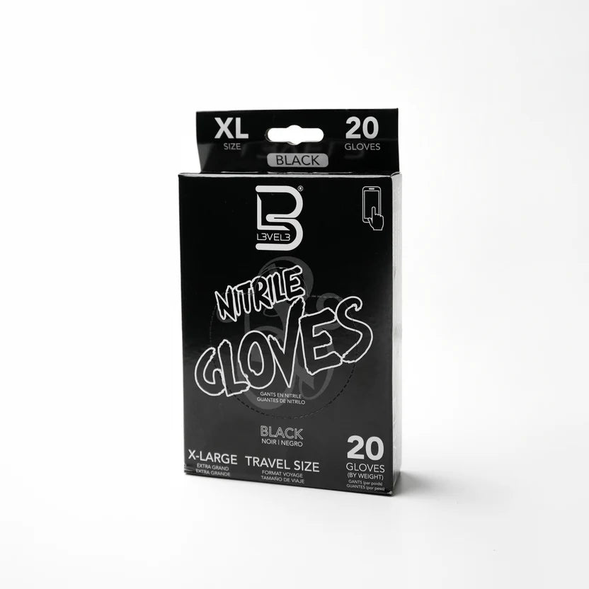 LEVEL 3 Nitrile Gloves Travel Size 20PCS - Black