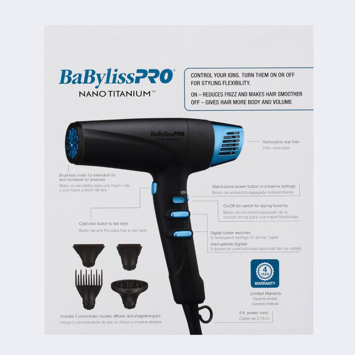 BaBylissPRO BNTMB9100 Nano Titanium Professional High-Speed Dual Ion Dryer