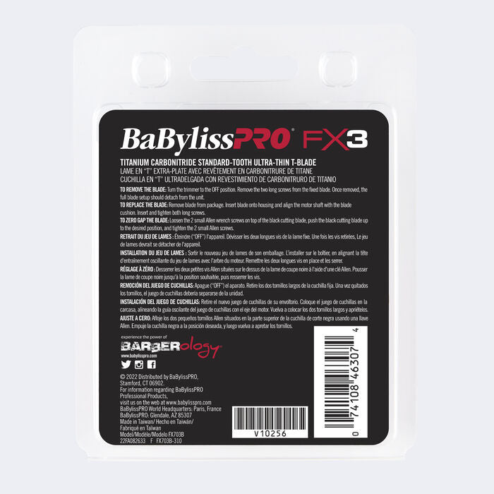 BaBylissPRO FX703B FX3 Standard-Tooth Ultra-Thin T-Blade Titanium Carbon Nitride