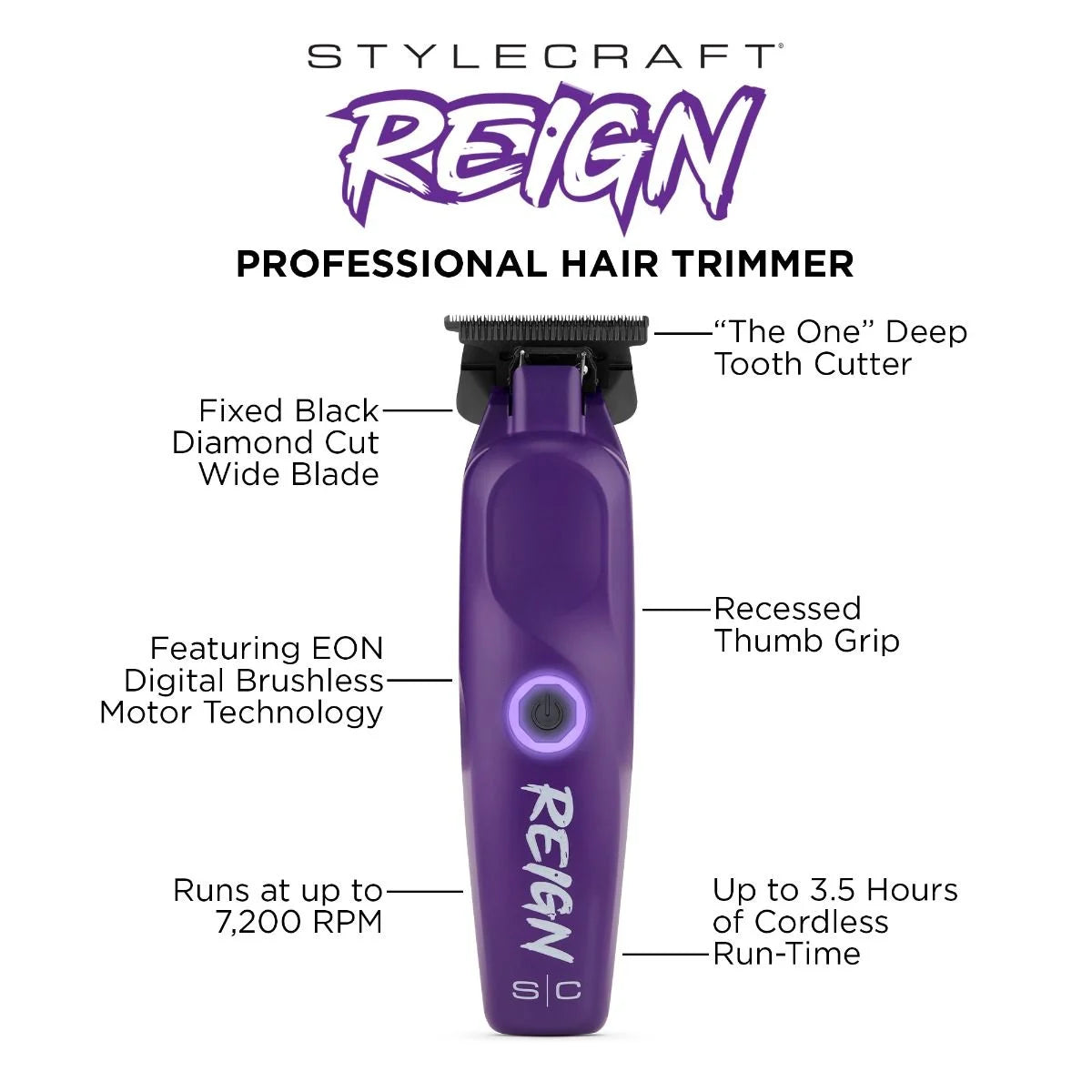 StyleCraft SC422P Reign Trimmer - Purple