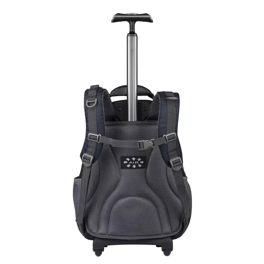 Volkano Trolley Backpack 35L Navy/Grey Carry On Travel 2 Bottle Storage