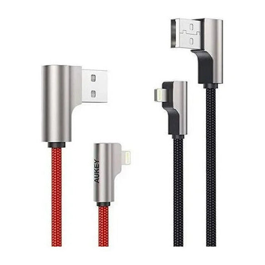 Aukey CB-AL01 USB To Data Cable 2M*2 Black & Red Braided Cable 2 Pack